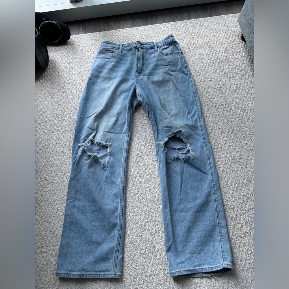 Hollister Light Blue Distressed Straight Leg Jeans
